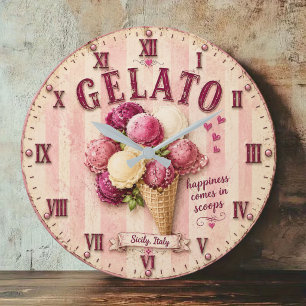Gelato  Italian Ice Cream Kitchen  Large Clock