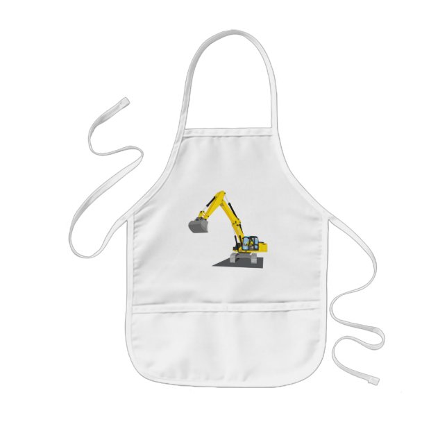 gelber Kettenbagger Kids Apron (Front)