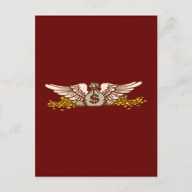 Geld Geldsack Flügel money bag wings Postcard (Front)