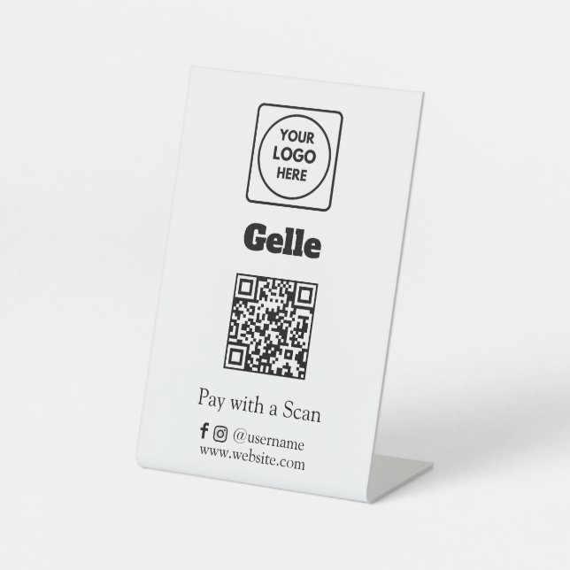Gelle QR Code | Scan to Pay Custom Business Logo Pedestal Sign (Front)