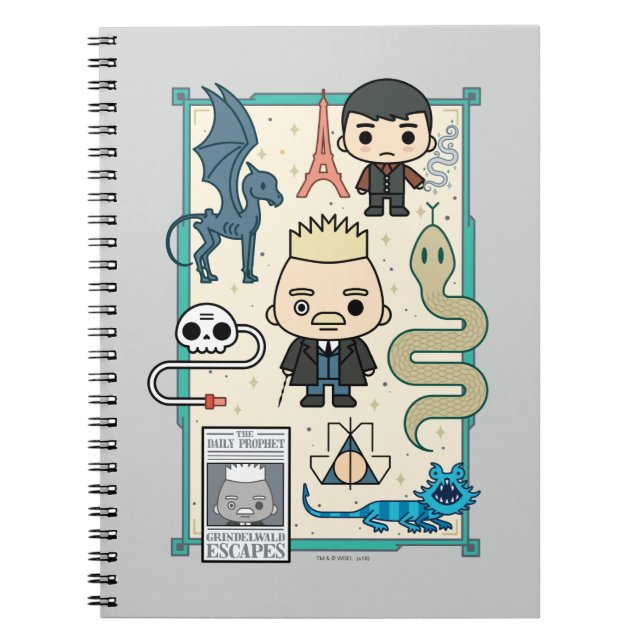 GELLERT GRINDELWALD™ & Barebone Cartoon Notebook (Front)
