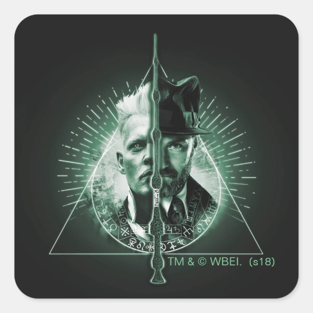 GELLERT GRINDELWALD™ Versus Dumbledore Square Sticker (Front)