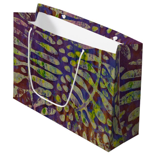 Gelli Print Stencil Abstract Art Large Gift Bag (Front Angled)