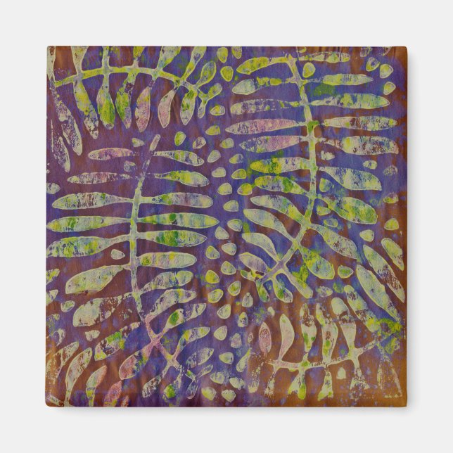 Gelli Print Stencil Abstract Art Magnet (Front)