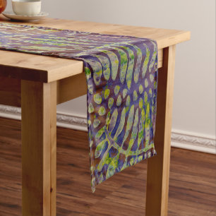 Gelli Print Stencil Abstract Art Short Table Runner