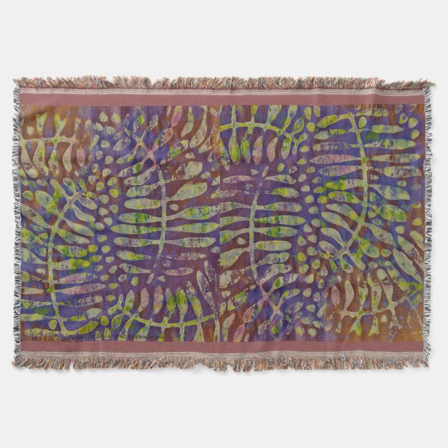 Gelli Print Stencil Abstract Art Throw Blanket (Front)
