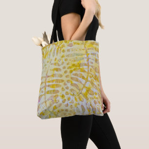 Gelli Printed Golden Leaves Tote Bag