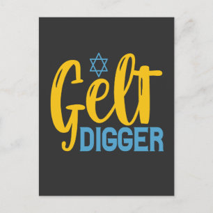 Gelt Digger Funny Hanukkah Gelt Coin Jewish Gift Invitation Postcard