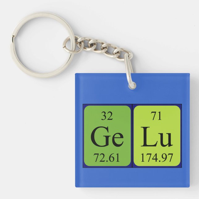Gelu periodic table name keyring (Front)