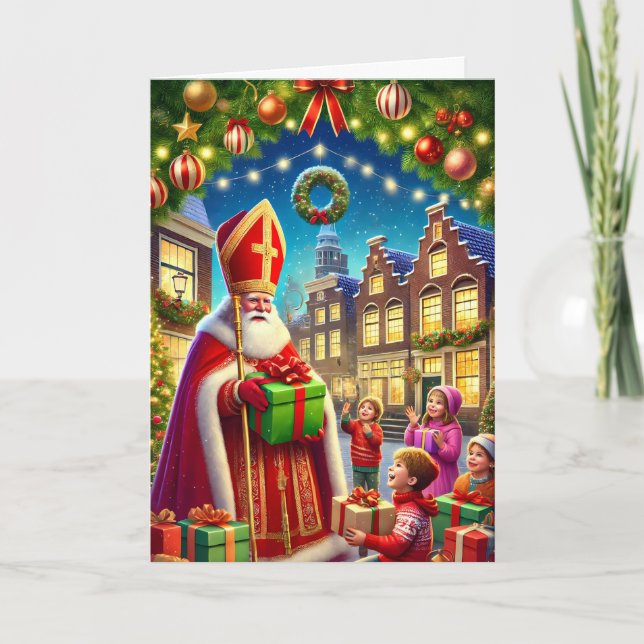 "Gelukkig Kerstfeest" Vintage Dutch Christmas Holiday Card (Front)