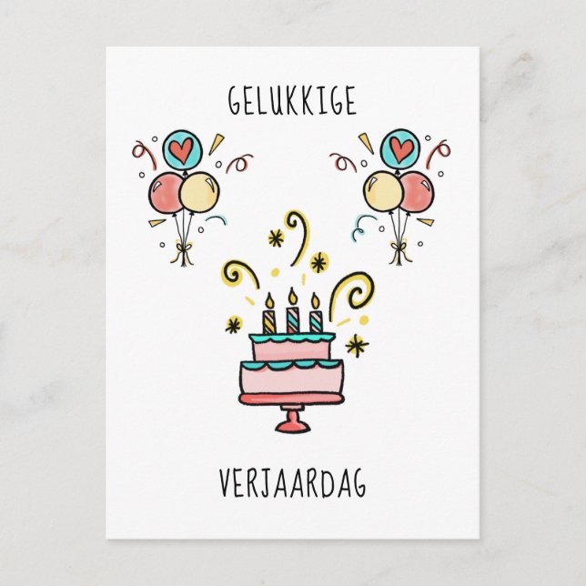 Gelukkige Verjaardag | Happy Birthday Postcard (Front)