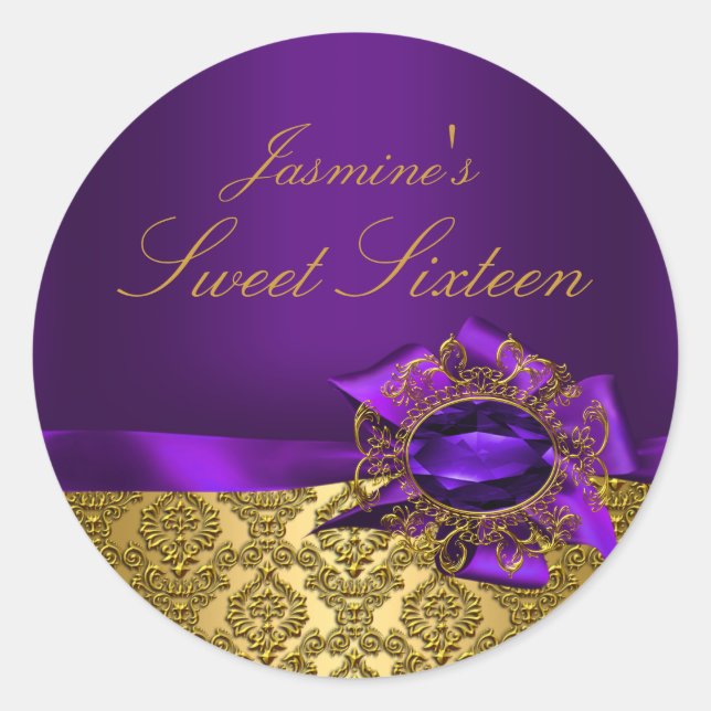 Gem & Bow| Purple Sweet 16 Sticker (Front)