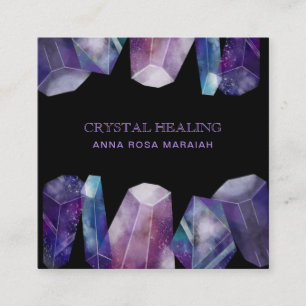 * Gem Cosmos Gemstone Watercolor Universe Crystals Square Business Card