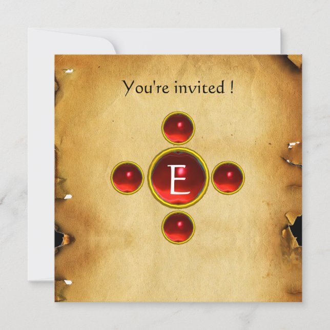 Gem cross 1st Holy Communion / Christening red Invitation (Front)