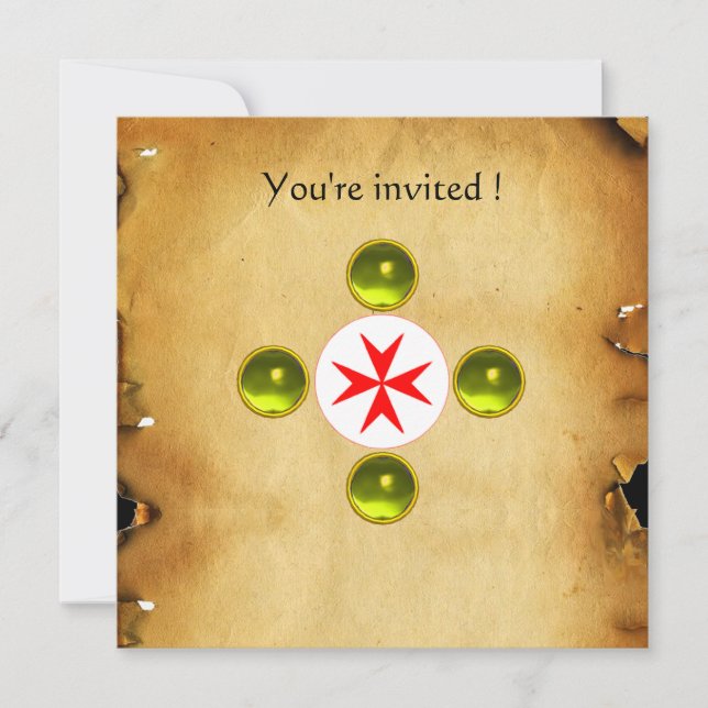 Gem cross 1st Holy Communion / Christening yellow Invitation (Front)