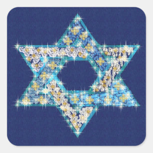 Gem decorated Star of David Square Sticker