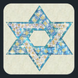 Gem decorated Star of David Square Sticker<br><div class="desc">Art drawn to resemble gems and sparklies fill in the shape of the Star of David to make this a very special gift for yourself or friends and family this Hanukkah.</div>