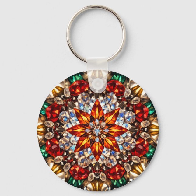 Gem Kaleidoscope Mandala - Sparkling Keychain (Front)