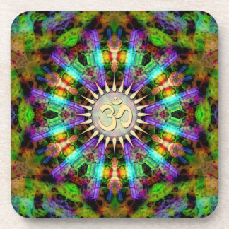 Gem Mandala Golden Aum Spiritual Art : Set of Six Coaster