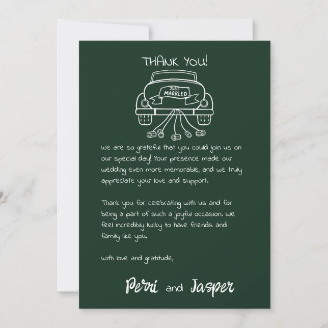 Gem & Pen Thank You Card Emerald (Front)