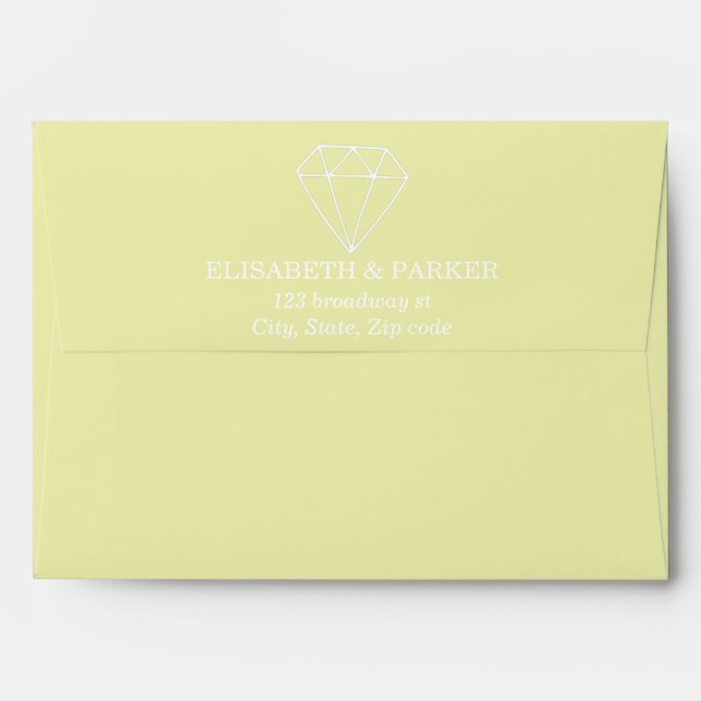 Gem Stone Pastel Green Wedding Envelope (Back (Top Flap))