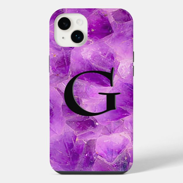 Gem Stone Pattern, Amethyst & Black Onyx iPhone Case (Back)