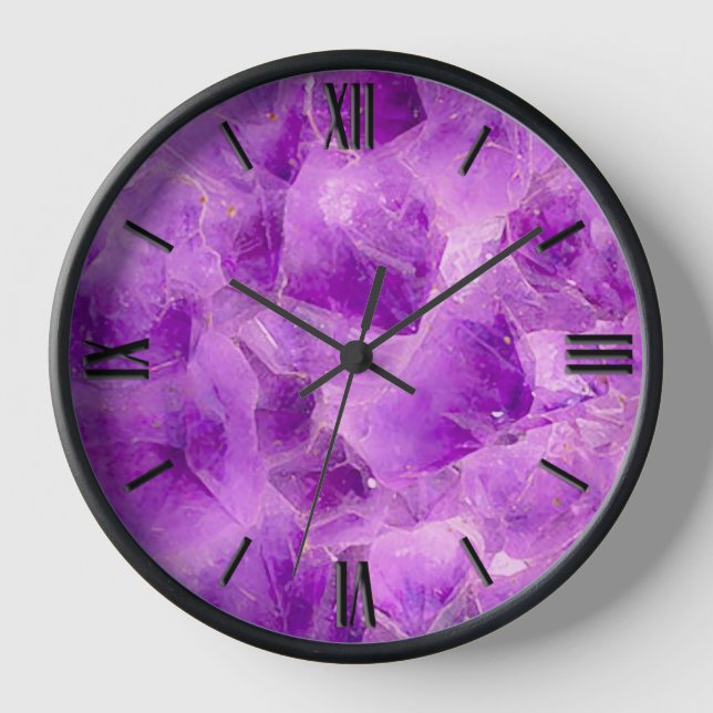 Gem Stone Pattern, Amethyst Crystal Clock (Front)