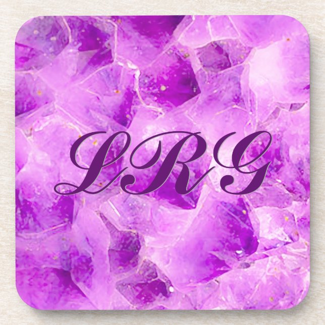 Gem Stone Pattern, Amethyst Crystal Slab  Beverage Coaster (Front)