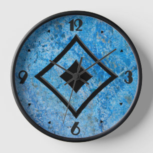 Gem Stone Pattern, Blue Granite & Black Onyx Wall Clock