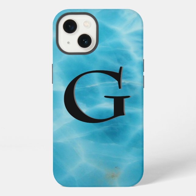 Gem Stone Pattern, Blue Larimar & Black Onyx iPhone Case (Back)