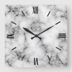 Gem Stone Pattern, Gray and Black Marble  Square Wall Clock