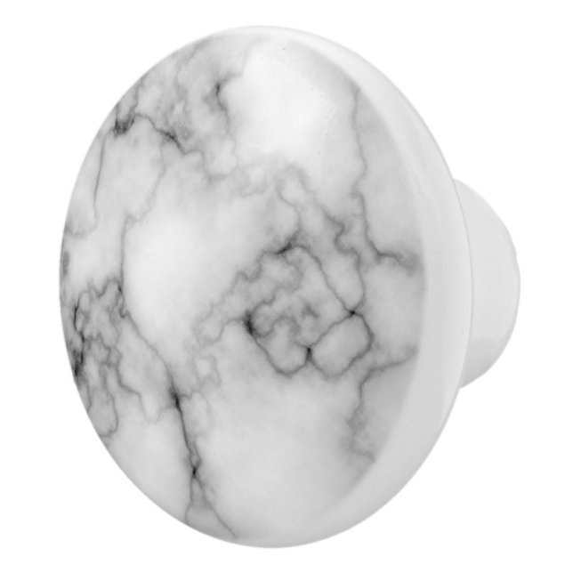 Gem Stone Pattern, Grey / Grey and White Marble Ceramic Knob (Right)