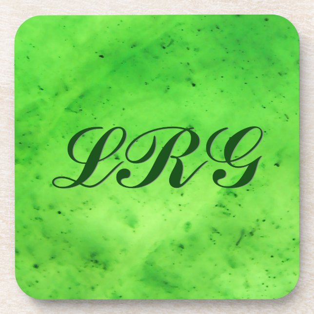 Gem Stone Pattern, Lime Green Jade Beverage Coaste Coaster (Front)