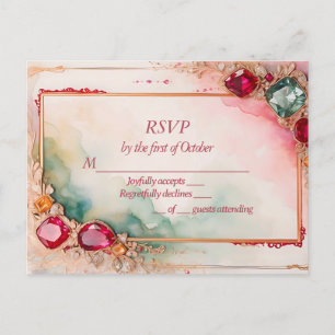 Gem stone wedding RSVP Postcard
