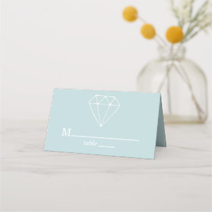 Gem Stones Custom Pastel Blue Wedding Place Card