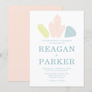 Gem Stones Elegant Blush Pink Pastel Wedding Invitation