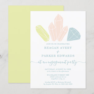 Gem Stones Elegant Pastel Engagement Party Invitation