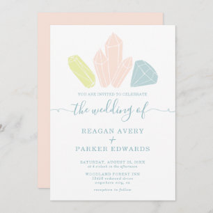 Gem Stones Elegant Pastel Wedding Invitation