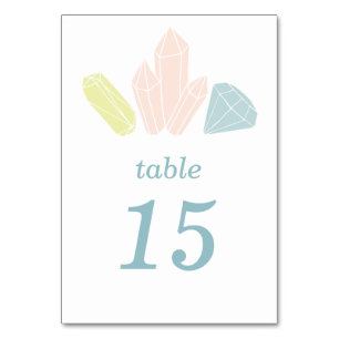 Gem Stones Elegant Pastel Wedding Table Number