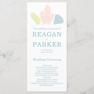 Gem Stones Modern Pastel Green Wedding Programme