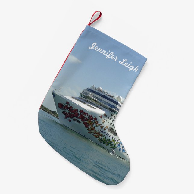 Gem Studded Bow Custom Small Christmas Stocking (Front (Hanging))