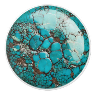 Gem Turquoise Pattern Ceramic Knob