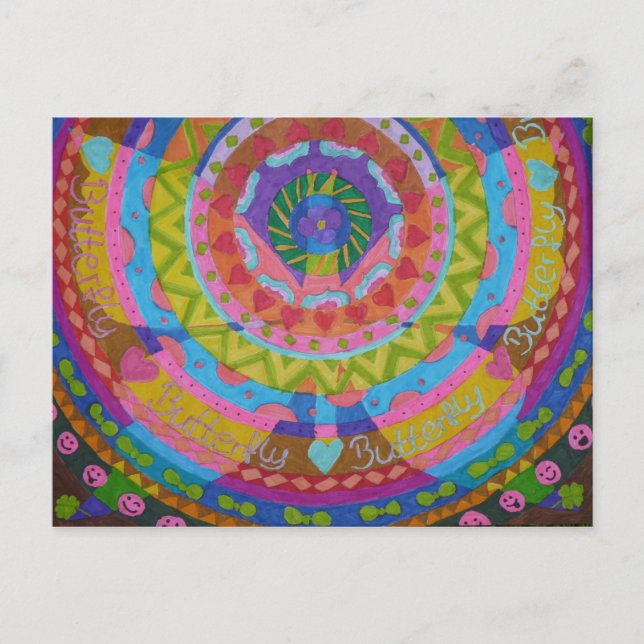 gemalter Schmetterling mit Hintergrund Postcard (Front)