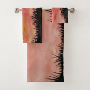 Gemalter Sonnenuntergang Aquarell/Tusche -  Badhan Bath Towel Set