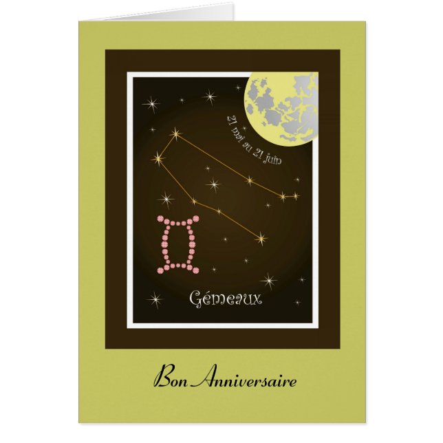 Gémeaux 21 mai au 21 juin Karte (Front)