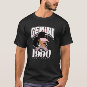 Gemini 1990 Astro Year Melanin Queen Afro Goddess T-Shirt