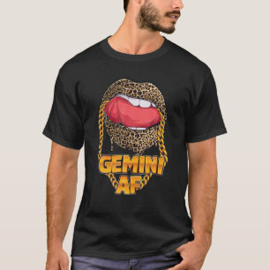 Gemini Af Girl Juicy Lips Leopard Astrology Zodiac T-Shirt