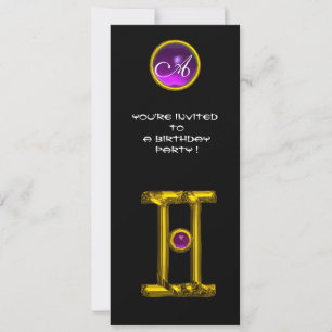 GEMINI ALEXANDRITE MONOGRAM,amethyst bright black Invitation