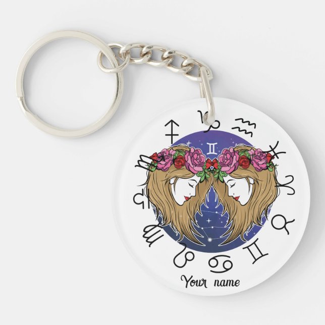 Gemini & Aquarius BFF Keychain Gift (Front)
