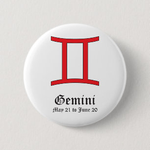 GEMINI ASTROLOGIC SIGN, SYMBOL ZODIAC 6 CM ROUND BADGE